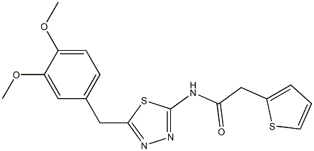 N-[5-(3,4-dimethoxybenzyl)-1,3,4-thiadiazol-2-yl]-2-(2-thienyl)acetamide,,结构式