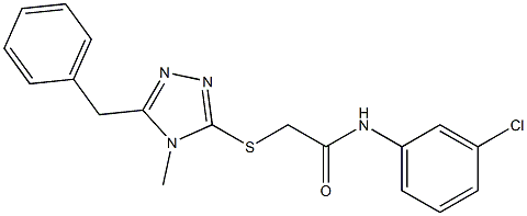 2-[(5-benzyl-4-methyl-4H-1,2,4-triazol-3-yl)sulfanyl]-N-(3-chlorophenyl)acetamide,,结构式