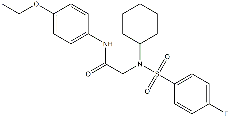 2-{cyclohexyl[(4-fluorophenyl)sulfonyl]amino}-N-[4-(ethyloxy)phenyl]acetamide 化学構造式