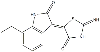 7-ethyl-3-(2-imino-4-oxo-1,3-thiazolidin-5-ylidene)-1,3-dihydro-2H-indol-2-one,,结构式