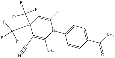 4-(2-amino-3-cyano-6-methyl-4,4-bis(trifluoromethyl)-1(4H)-pyridinyl)benzamide Structure