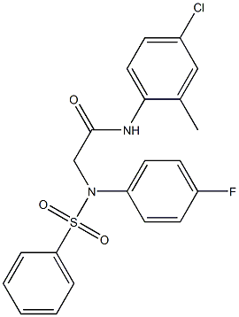 N-(4-chloro-2-methylphenyl)-2-[(4-fluorophenyl)(phenylsulfonyl)amino]acetamide,,结构式