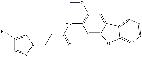 3-(4-bromo-1H-pyrazol-1-yl)-N-(2-methoxydibenzo[b,d]furan-3-yl)propanamide Struktur