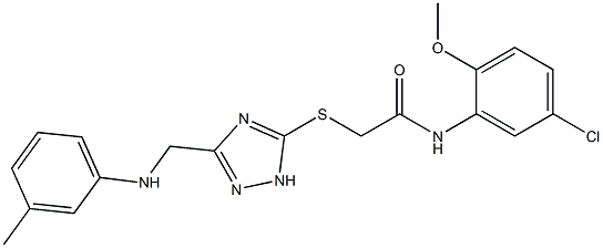 N-(5-chloro-2-methoxyphenyl)-2-{[3-(3-toluidinomethyl)-1H-1,2,4-triazol-5-yl]sulfanyl}acetamide,,结构式