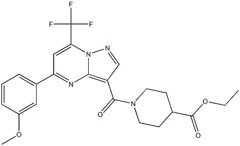 ethyl 1-{[5-[3-(methyloxy)phenyl]-7-(trifluoromethyl)pyrazolo[1,5-a]pyrimidin-3-yl]carbonyl}piperidine-4-carboxylate Structure