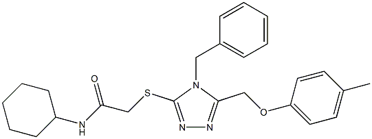 2-({4-benzyl-5-[(4-methylphenoxy)methyl]-4H-1,2,4-triazol-3-yl}sulfanyl)-N-cyclohexylacetamide,,结构式