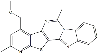 4-(methoxymethyl)-2,6-dimethylpyrido[3'',2'':4',5']thieno[3',2':4,5]pyrimido[1,6-a]benzimidazole 化学構造式