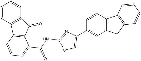 N-[4-(9H-fluoren-2-yl)-1,3-thiazol-2-yl]-9-oxo-9H-fluorene-1-carboxamide Struktur