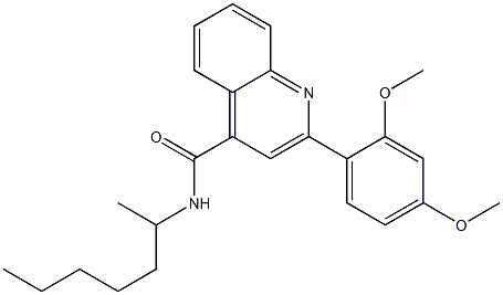 2-(2,4-dimethoxyphenyl)-N-(1-methylhexyl)-4-quinolinecarboxamide,,结构式