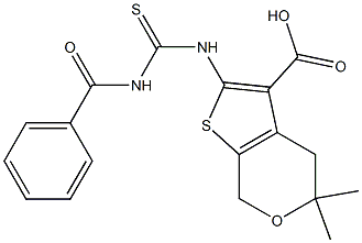 2-{[(benzoylamino)carbothioyl]amino}-5,5-dimethyl-4,7-dihydro-5H-thieno[2,3-c]pyran-3-carboxylic acid 结构式