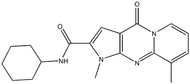 N-cyclohexyl-1,9-dimethyl-4-oxo-1,4-dihydropyrido[1,2-a]pyrrolo[2,3-d]pyrimidine-2-carboxamide Struktur