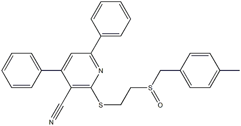 2-({2-[(4-methylbenzyl)sulfinyl]ethyl}sulfanyl)-4,6-diphenylnicotinonitrile Struktur