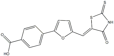 4-{5-[(4-oxo-2-thioxo-1,3-thiazolidin-5-ylidene)methyl]-2-furyl}benzoic acid Struktur