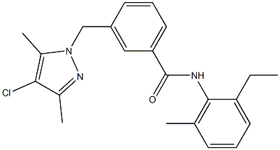 3-[(4-chloro-3,5-dimethyl-1H-pyrazol-1-yl)methyl]-N-(2-ethyl-6-methylphenyl)benzamide 化学構造式