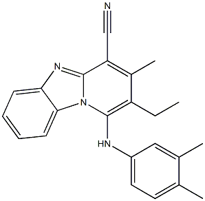 1-(3,4-dimethylanilino)-2-ethyl-3-methylpyrido[1,2-a]benzimidazole-4-carbonitrile Structure