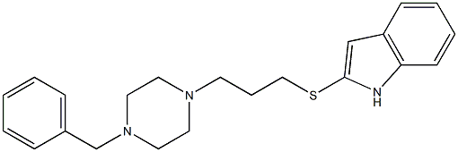 2-{[3-(4-benzyl-1-piperazinyl)propyl]sulfanyl}-1H-indole 化学構造式