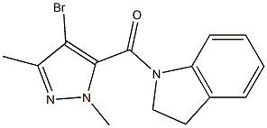 1-[(4-bromo-1,3-dimethyl-1H-pyrazol-5-yl)carbonyl]indoline 化学構造式