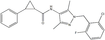 N-[1-(2-chloro-6-fluorobenzyl)-3,5-dimethyl-1H-pyrazol-4-yl]-2-phenylcyclopropanecarboxamide,,结构式
