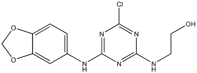 2-{[4-(1,3-benzodioxol-5-ylamino)-6-chloro-1,3,5-triazin-2-yl]amino}ethanol 结构式