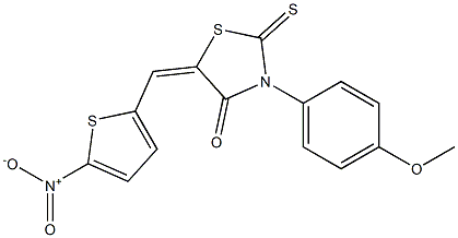 5-({5-nitro-2-thienyl}methylene)-3-(4-methoxyphenyl)-2-thioxo-1,3-thiazolidin-4-one Structure