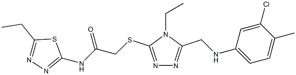 2-({5-[(3-chloro-4-methylanilino)methyl]-4-ethyl-4H-1,2,4-triazol-3-yl}sulfanyl)-N-(5-ethyl-1,3,4-thiadiazol-2-yl)acetamide 结构式