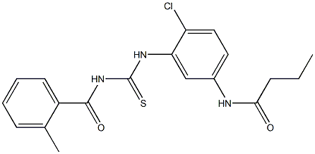 N-[4-chloro-3-({[(2-methylbenzoyl)amino]carbothioyl}amino)phenyl]butanamide Struktur