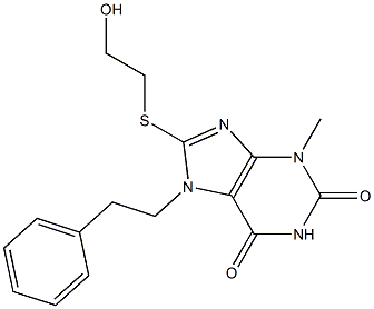 8-[(2-hydroxyethyl)sulfanyl]-3-methyl-7-(2-phenylethyl)-3,7-dihydro-1H-purine-2,6-dione Structure