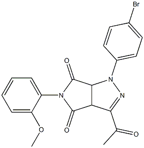 3-acetyl-1-(4-bromophenyl)-5-(2-methoxyphenyl)-3a,6a-dihydropyrrolo[3,4-c]pyrazole-4,6(1H,5H)-dione 化学構造式