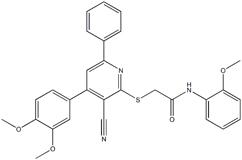 2-{[3-cyano-4-(3,4-dimethoxyphenyl)-6-phenyl-2-pyridinyl]sulfanyl}-N-(2-methoxyphenyl)acetamide