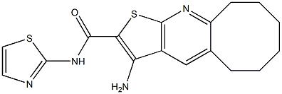 3-amino-N-(1,3-thiazol-2-yl)-5,6,7,8,9,10-hexahydrocycloocta[b]thieno[3,2-e]pyridine-2-carboxamide 化学構造式