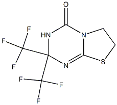 2,2-bis(trifluoromethyl)-2,3,6,7-tetrahydro-4H-[1,3]thiazolo[3,2-a][1,3,5]triazin-4-one,,结构式