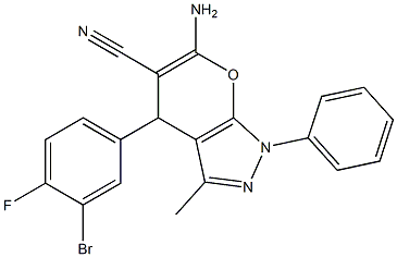  6-amino-4-(3-bromo-4-fluorophenyl)-3-methyl-1-phenyl-1,4-dihydropyrano[2,3-c]pyrazole-5-carbonitrile