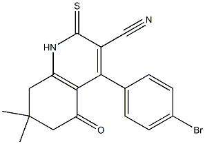 4-(4-bromophenyl)-7,7-dimethyl-5-oxo-2-thioxo-1,2,5,6,7,8-hexahydro-3-quinolinecarbonitrile,,结构式