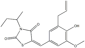 5-(3-allyl-4-hydroxy-5-methoxybenzylidene)-3-sec-butyl-1,3-thiazolidine-2,4-dione 结构式