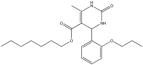 heptyl 6-methyl-2-oxo-4-(2-propoxyphenyl)-1,2,3,4-tetrahydro-5-pyrimidinecarboxylate 化学構造式