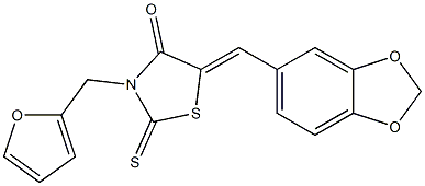 5-(1,3-benzodioxol-5-ylmethylene)-3-(2-furylmethyl)-2-thioxo-1,3-thiazolidin-4-one Structure