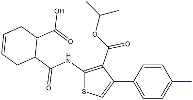 6-({[3-(isopropoxycarbonyl)-4-(4-methylphenyl)thien-2-yl]amino}carbonyl)cyclohex-3-ene-1-carboxylic acid 化学構造式