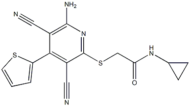 2-{[6-amino-3,5-dicyano-4-(2-thienyl)-2-pyridinyl]sulfanyl}-N-cyclopropylacetamide