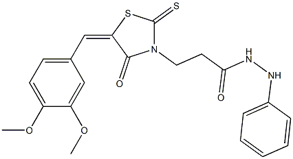 3-[5-(3,4-dimethoxybenzylidene)-4-oxo-2-thioxo-1,3-thiazolidin-3-yl]-N'-phenylpropanohydrazide 结构式