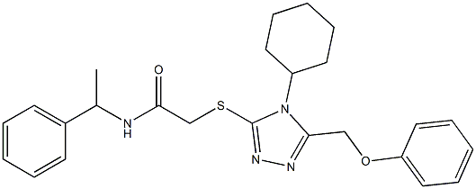 2-{[4-cyclohexyl-5-(phenoxymethyl)-4H-1,2,4-triazol-3-yl]sulfanyl}-N-(1-phenylethyl)acetamide Struktur