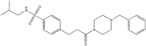 4-[3-(4-benzyl-1-piperazinyl)-3-oxopropyl]-N-isobutylbenzenesulfonamide 化学構造式