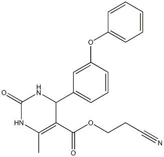 2-cyanoethyl 6-methyl-2-oxo-4-(3-phenoxyphenyl)-1,2,3,4-tetrahydro-5-pyrimidinecarboxylate 结构式