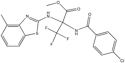 methyl 2-[(4-chlorobenzoyl)amino]-3,3,3-trifluoro-2-[(4-methyl-1,3-benzothiazol-2-yl)amino]propanoate,,结构式