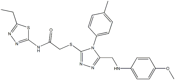 N-(5-ethyl-1,3,4-thiadiazol-2-yl)-2-{[5-[(4-methoxyanilino)methyl]-4-(4-methylphenyl)-4H-1,2,4-triazol-3-yl]sulfanyl}acetamide Struktur