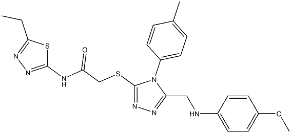 N-(5-ethyl-1,3,4-thiadiazol-2-yl)-2-{[5-[(4-methoxyanilino)methyl]-4-(4-methylphenyl)-4H-1,2,4-triazol-3-yl]sulfanyl}acetamide Structure