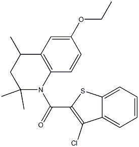 1-[(3-chloro-1-benzothien-2-yl)carbonyl]-2,2,4-trimethyl-1,2,3,4-tetrahydroquinolin-6-yl ethyl ether 化学構造式