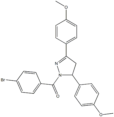1-(4-bromobenzoyl)-3,5-bis(4-methoxyphenyl)-4,5-dihydro-1H-pyrazole,,结构式