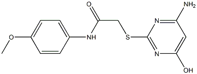 2-[(4-amino-6-hydroxypyrimidin-2-yl)sulfanyl]-N-[4-(methyloxy)phenyl]acetamide 化学構造式