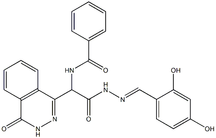 N-[2-[2-(2,4-dihydroxybenzylidene)hydrazino]-2-oxo-1-(4-oxo-3,4-dihydro-1-phthalazinyl)ethyl]benzamide Structure