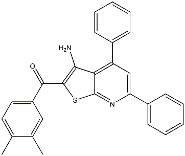 (3-amino-4,6-diphenylthieno[2,3-b]pyridin-2-yl)(3,4-dimethylphenyl)methanone,,结构式